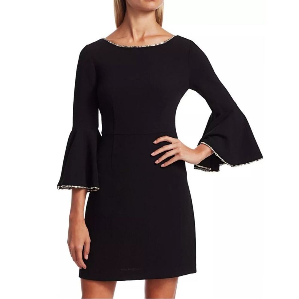 Trina Turk Black Mini Dress with Silver Trim